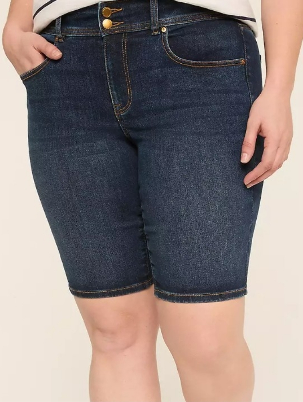 Lane Bryant Tighter Tummy High-Rise Bermuda Denim Short